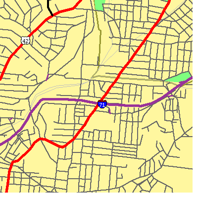 Zip code 45207 close-up map