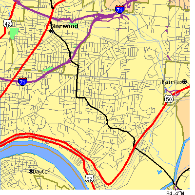 Zip code 45208 close-up map