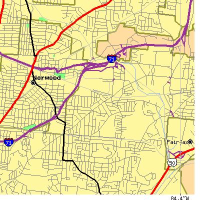 Zip code 45209 close-up map