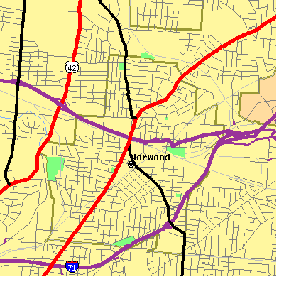 Zip code 45212 close-up map