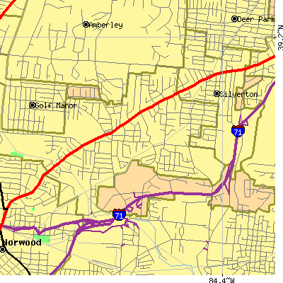 Zip code 45213 close-up map