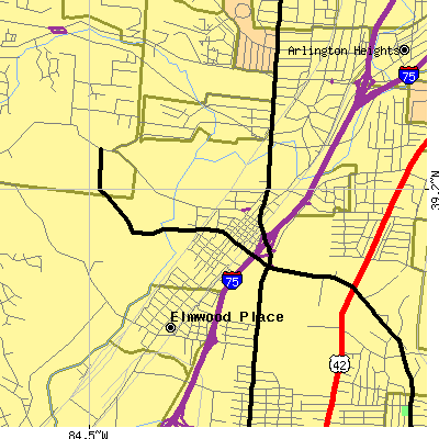 Zip code 45216 close-up map