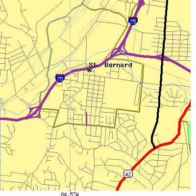 Zip code 45217 close-up map