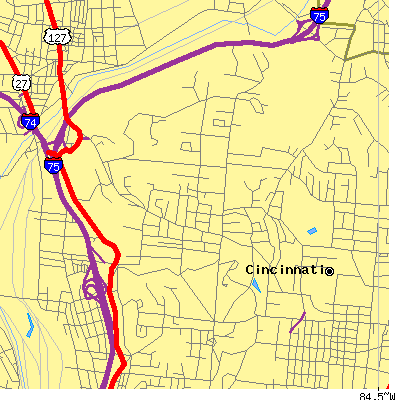 Zip code 45220 close-up map