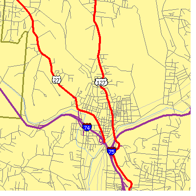 Zip code 45223 close-up map