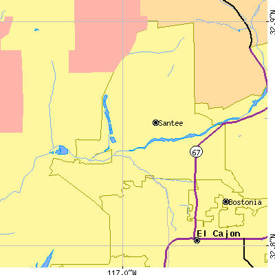 Zip code 92071 close-up map