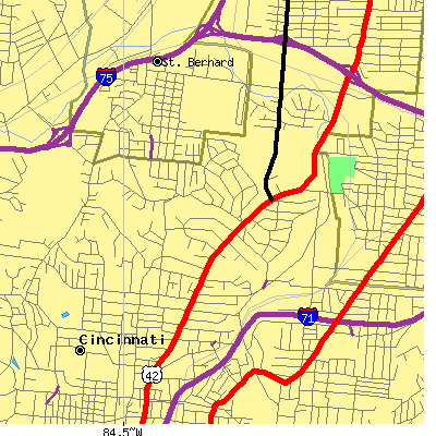 Zip code 45229 close-up map
