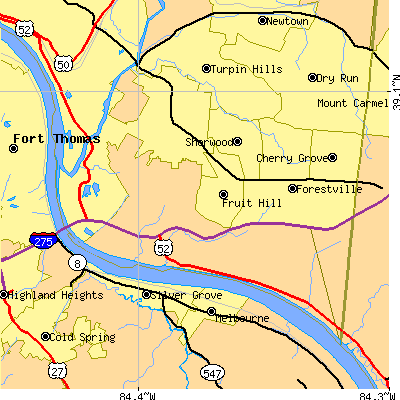 Zip code 45230 close-up map