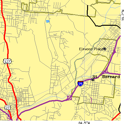 Zip code 45232 close-up map