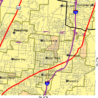 Zip code 45236 close-up map