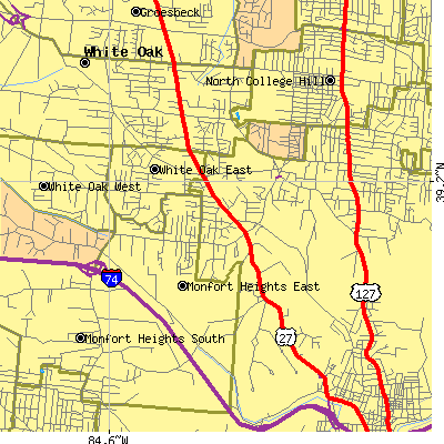 Zip code 45239 close-up map