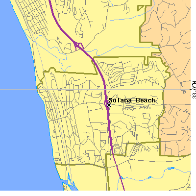 Zip code 92075 close-up map