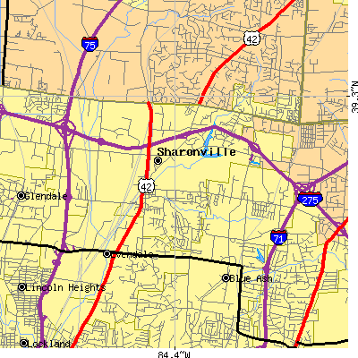 Zip code 45241 close-up map