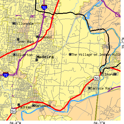 Zip code 45243 close-up map