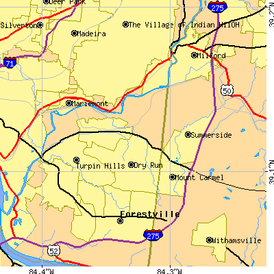 Zip code 45244 close-up map