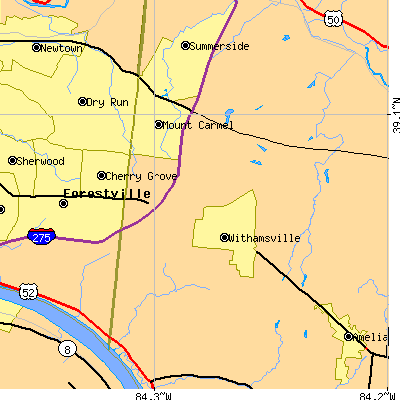 Zip code 45245 close-up map