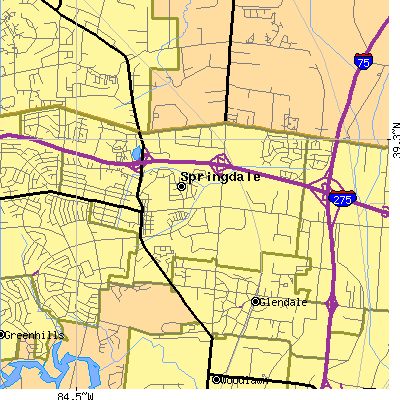 Zip code 45246 close-up map