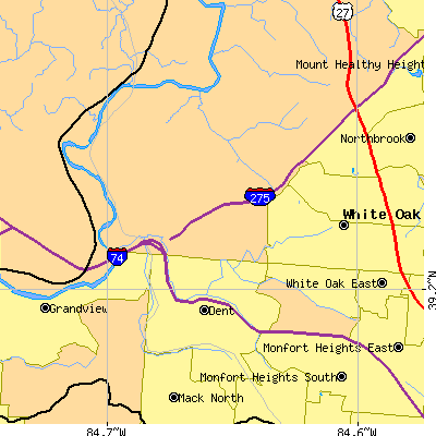 Zip code 45247 close-up map