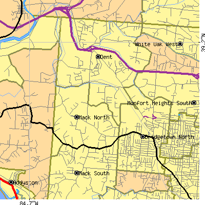 Zip code 45248 close-up map