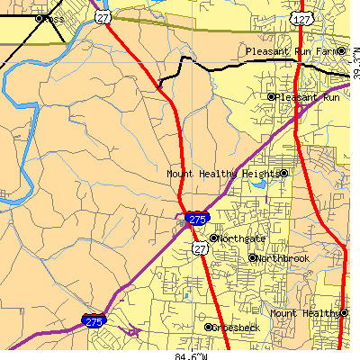 Zip code 45251 close-up map