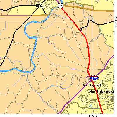 Zip code 45252 close-up map