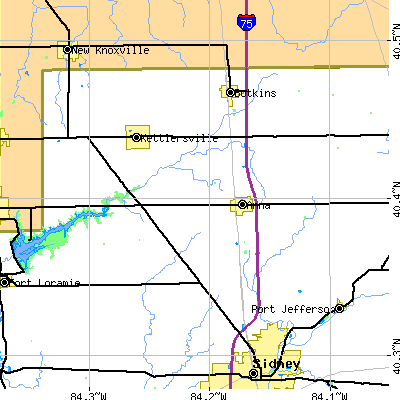 Zip code 45302 close-up map