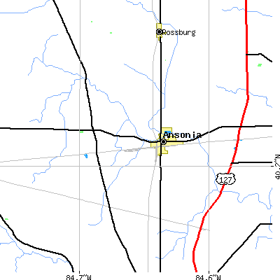 Zip code 45303 close-up map