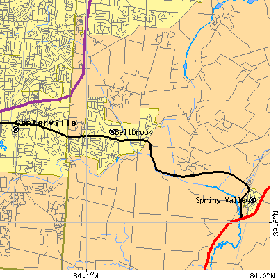 Zip code 45305 close-up map