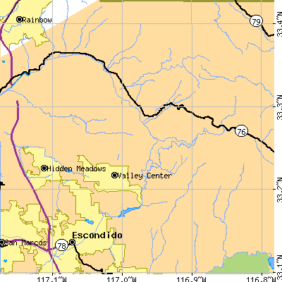 Zip code 92082 close-up map