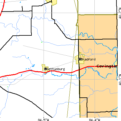 Zip code 45308 close-up map