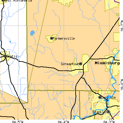 Zip code 45327 close-up map