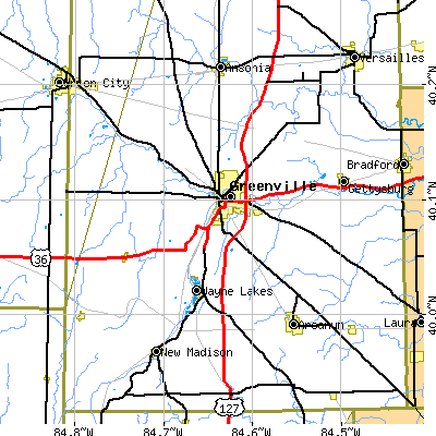 Zip code 45331 close-up map