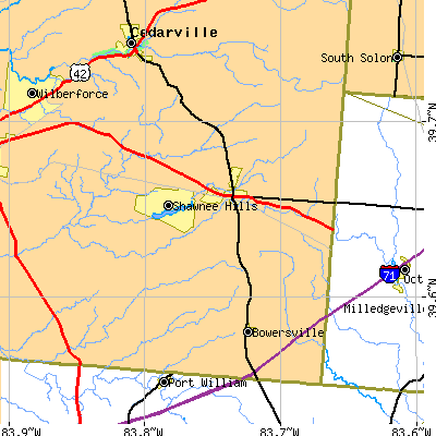 Zip code 45335 close-up map
