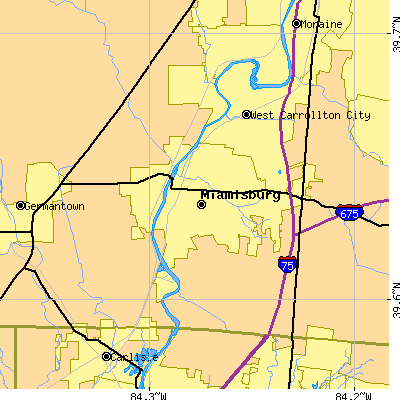 Zip code 45342 close-up map