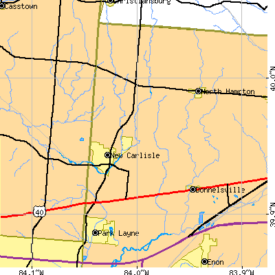 Zip code 45344 close-up map