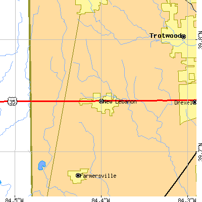 Zip code 45345 close-up map