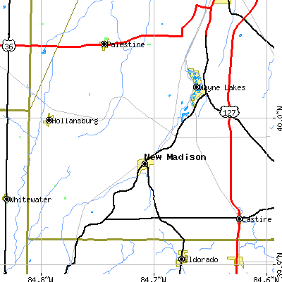 Zip code 45346 close-up map