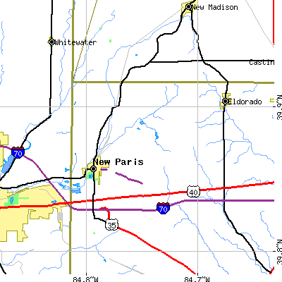 Zip code 45347 close-up map