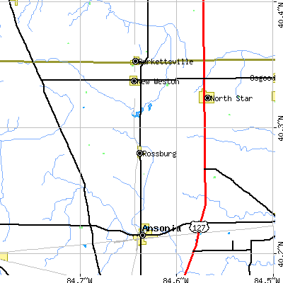 Zip code 45362 close-up map