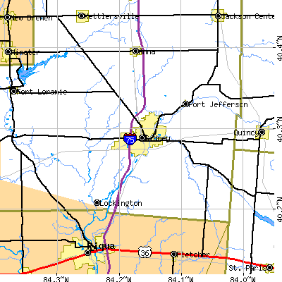 Zip code 45365 close-up map