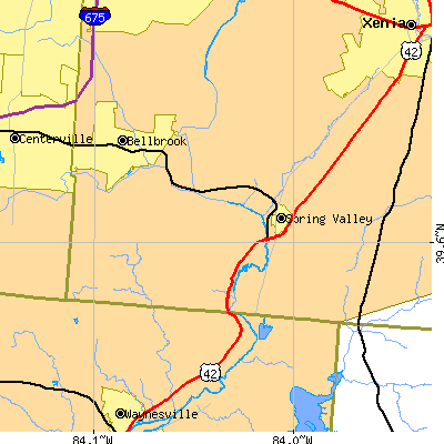 Zip code 45370 close-up map