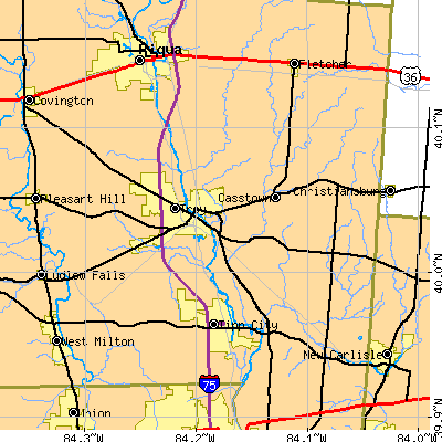 Zip code 45373 close-up map