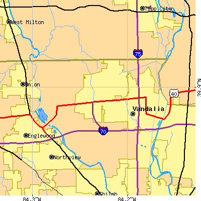 Zip code 45377 close-up map