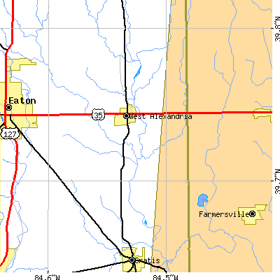 Zip code 45381 close-up map
