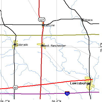Zip code 45382 close-up map