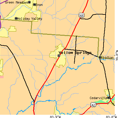 Zip code 45387 close-up map
