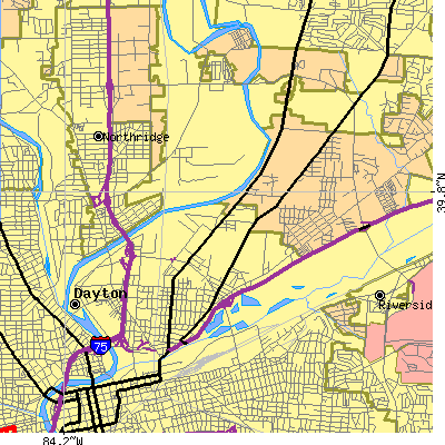 Zip code 45404 close-up map