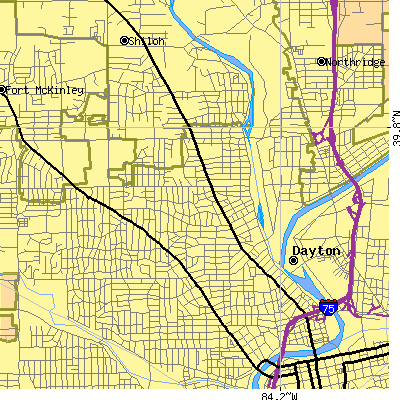 Zip code 45405 close-up map