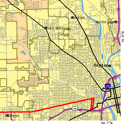 Zip code 45406 close-up map