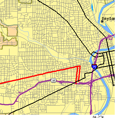 Zip code 45407 close-up map
